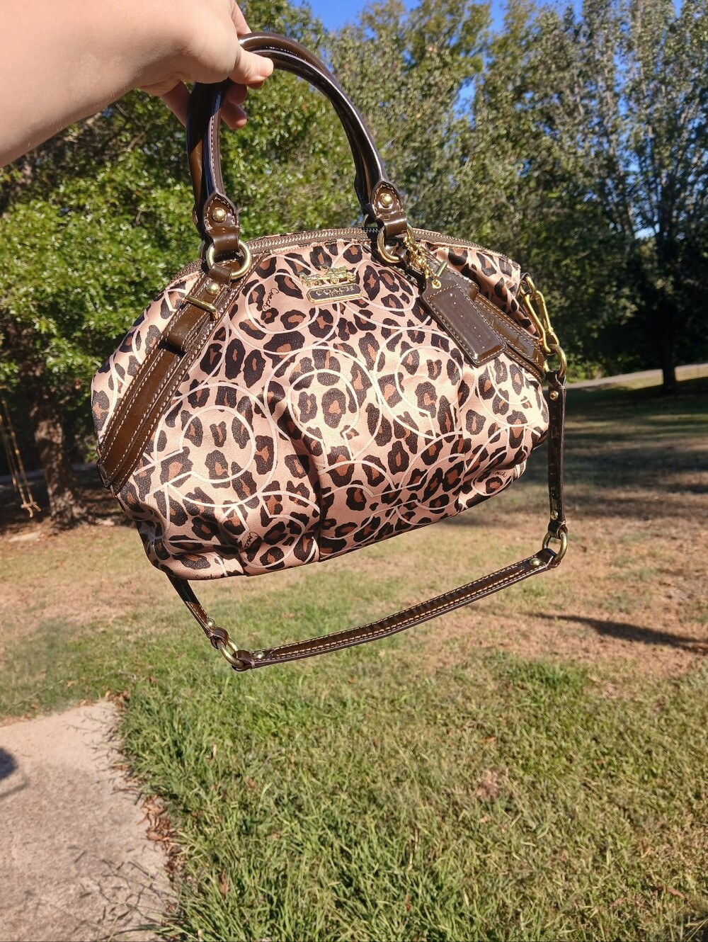 Coach leopard print ocelot satchel